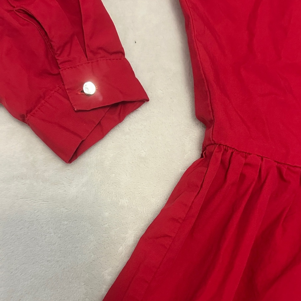 Vibrant Red Button-Up Dress - Picture 4 of 6